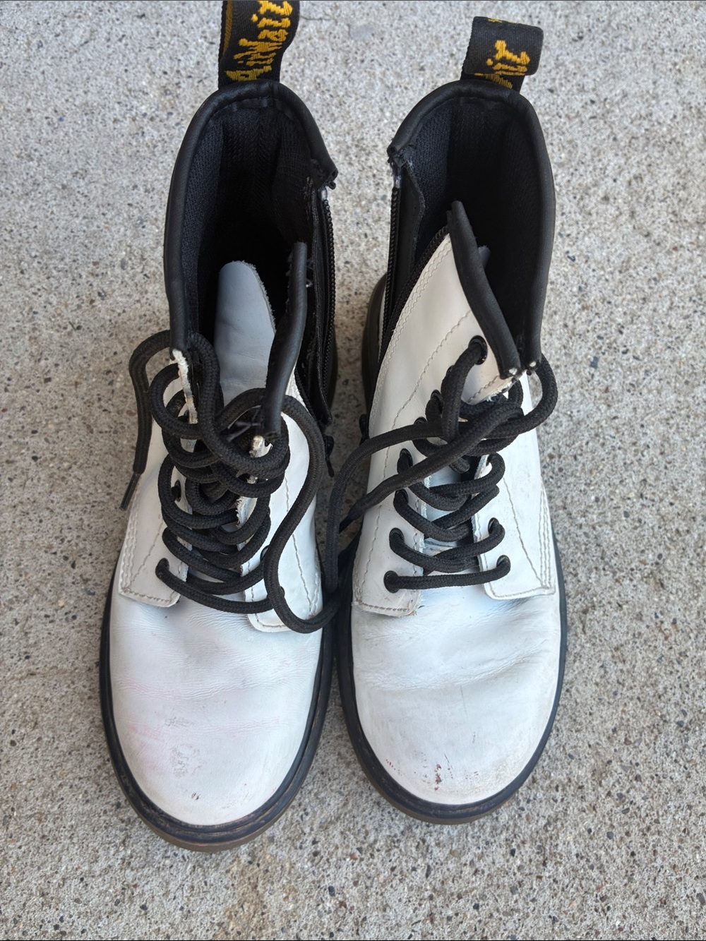 Dr. Martens Kids White and Black Lace-Up Boots